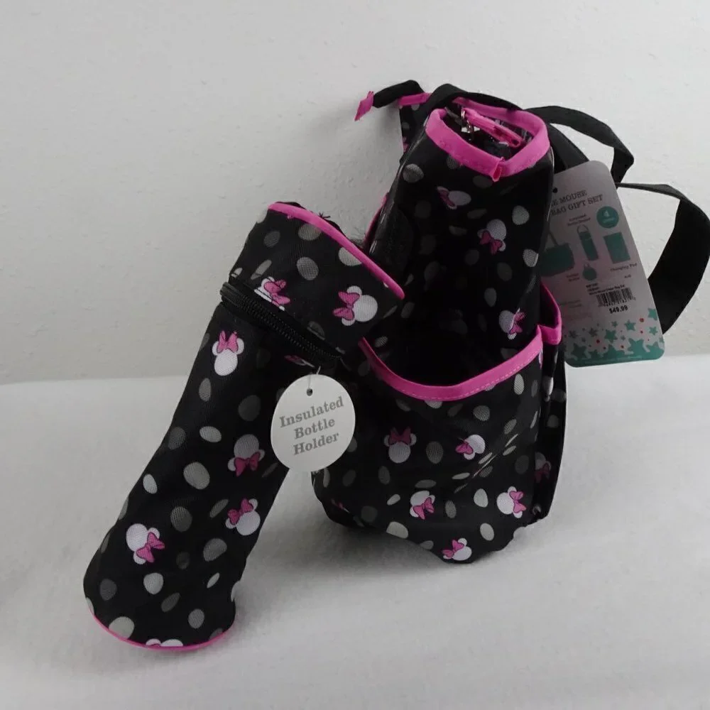 Disney Baby Minnie Mouse Diaper Bag 8 Pockets 4 Piece Set 19